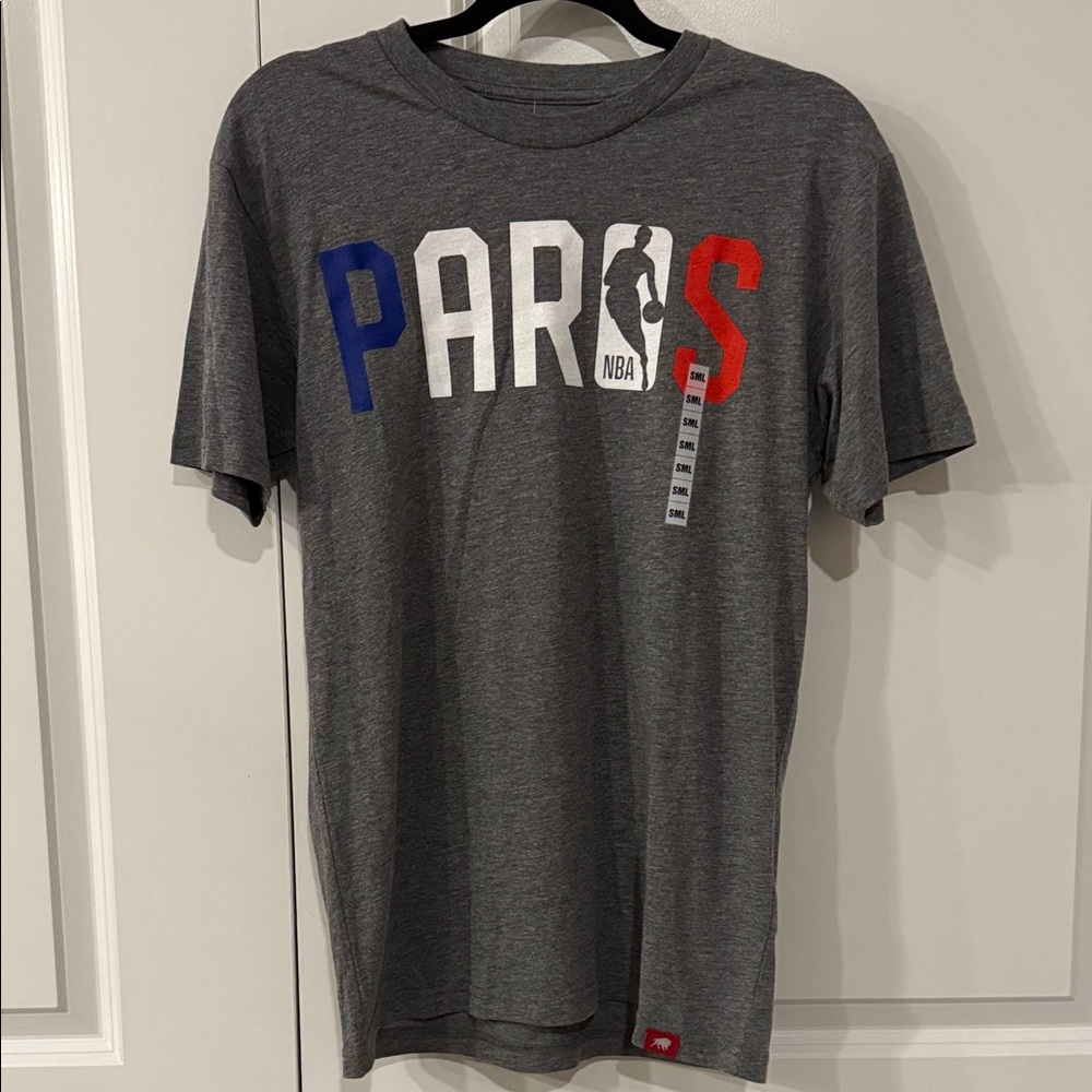 NWT NBA Paris Gray T-Shirt with Red and Blue Accents size S